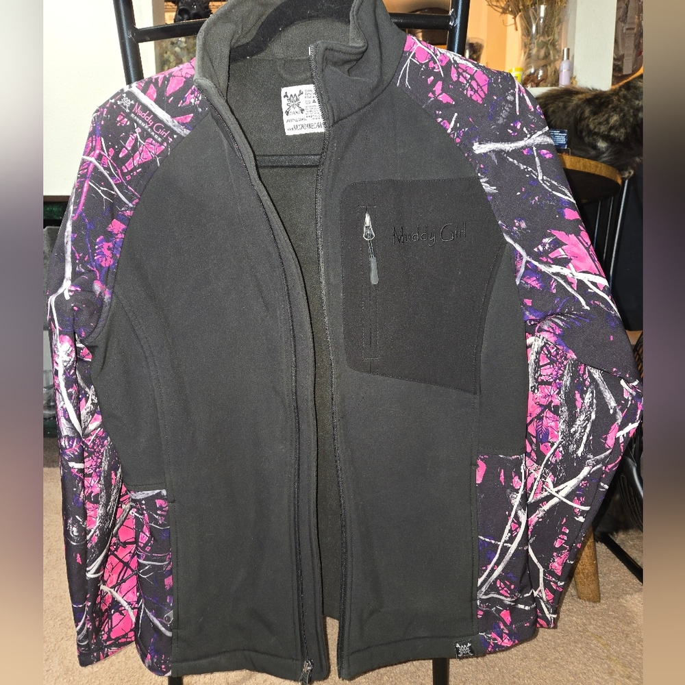 Muddy Girl Black and Pink Camouflage Jacket
